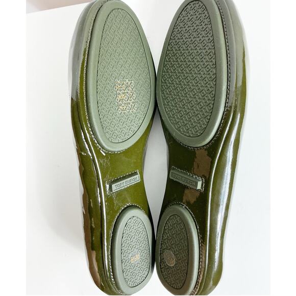 Tory Burch Womens Minnie Patent Leather Ballet Flats Shoes Leccio Dark Green 6.5 - Picture 6 of 8